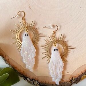Elegant Gold and White Ghost Earrings